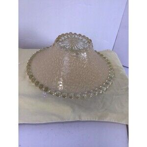 Vtg Ceiling Mount Shade,lace Pattern W/ Beaded Edge,Tan